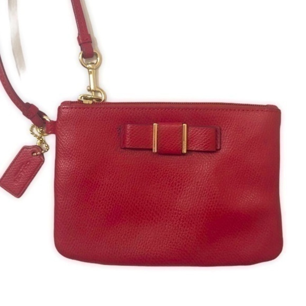 Coach red bow wristlet mini bag